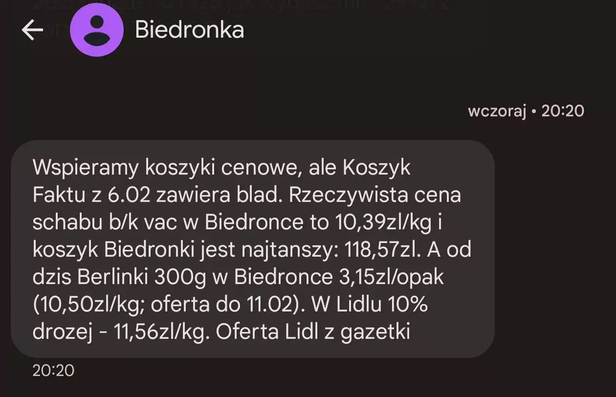 biedronka sms lidl
