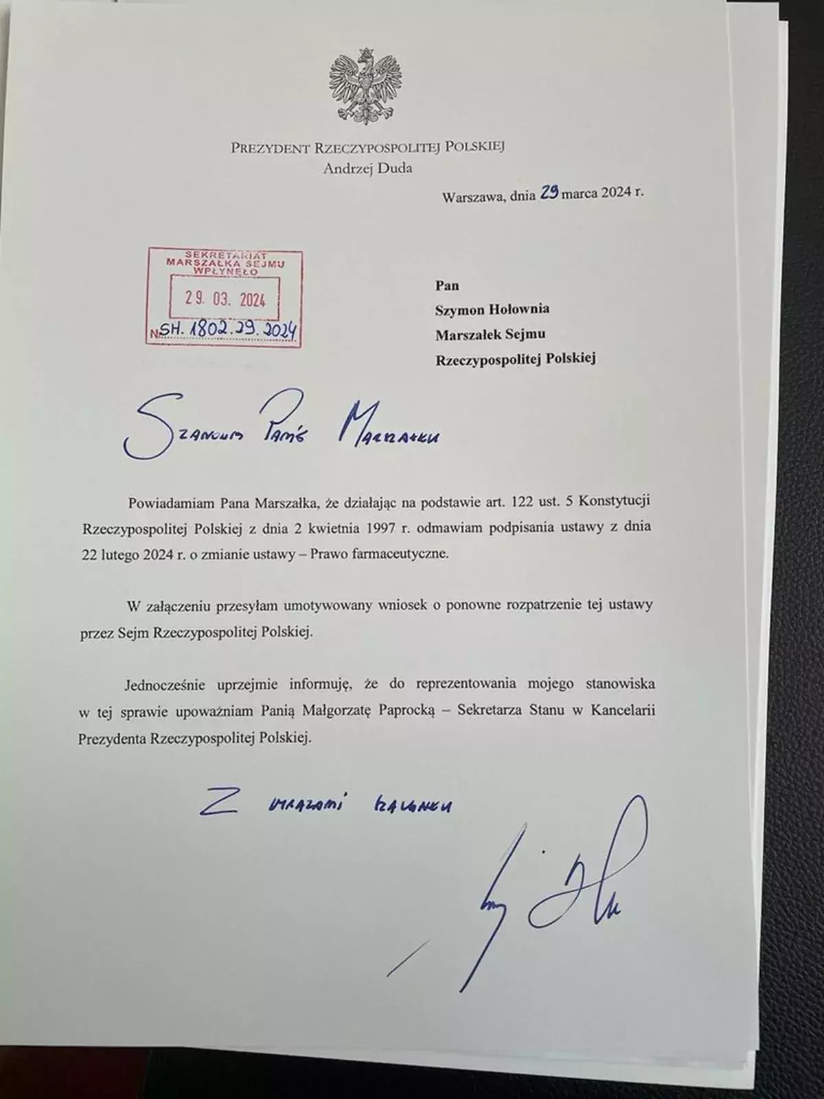 Prezydent zawetował nowelizację ustawy w sprawie tabletki dzien po